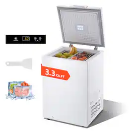 VEVOR - Chest Freezer, 3.3 Cu.ft Compact Deep Freezer, Free Standing Top Open Door Chest Freezers with 2 Removable Baskets - White