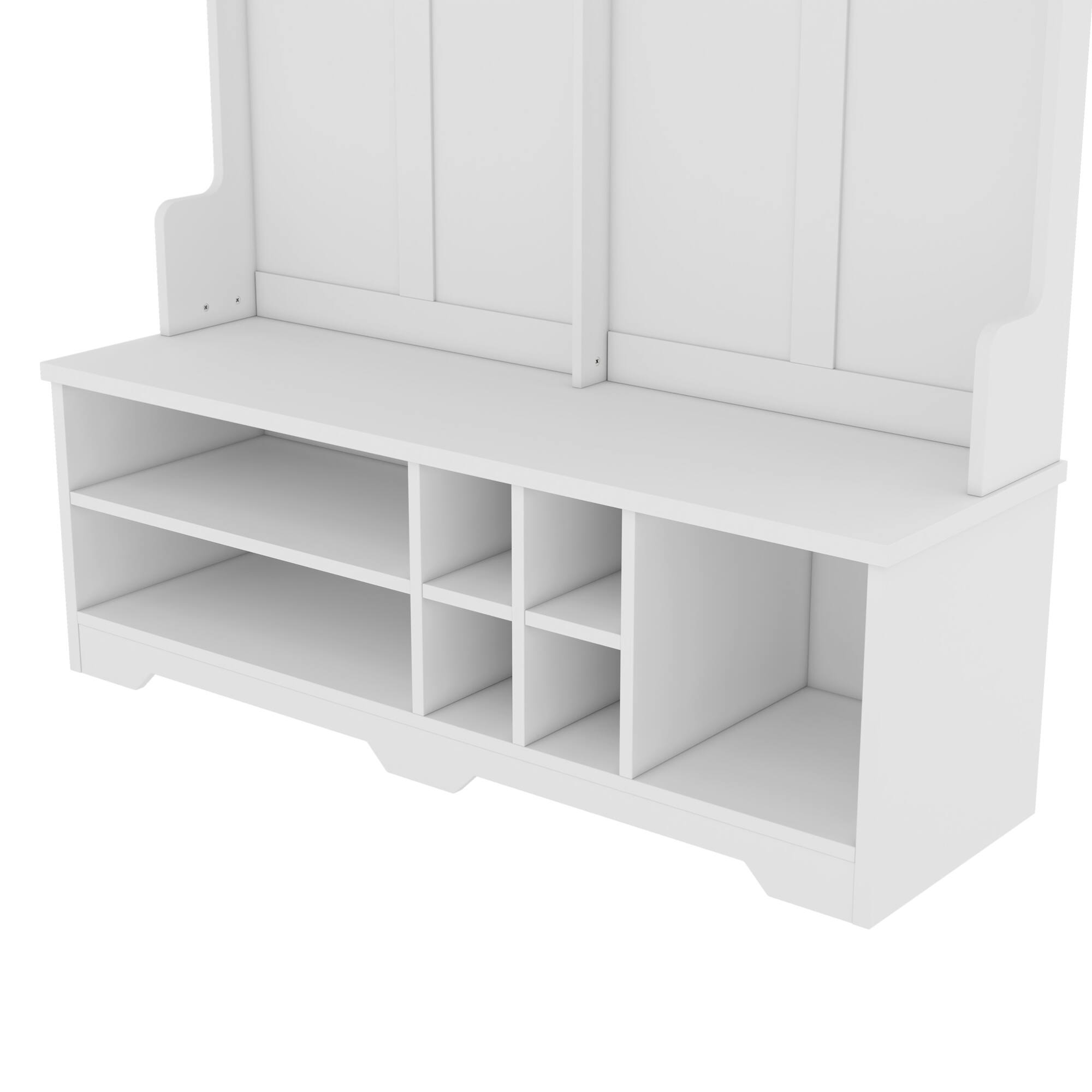Alt View 5. GOODSILO - Contemporary Entryway Organizer with Bench, Coat Hooks, and Shoe Storage for Modern Homes - White.