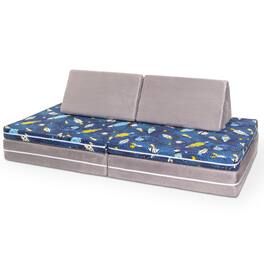 Jaxx - Playscape - Imaginative Modular Furniture Playset/Sofa - Fun Kids Patterns - Space / Platinum