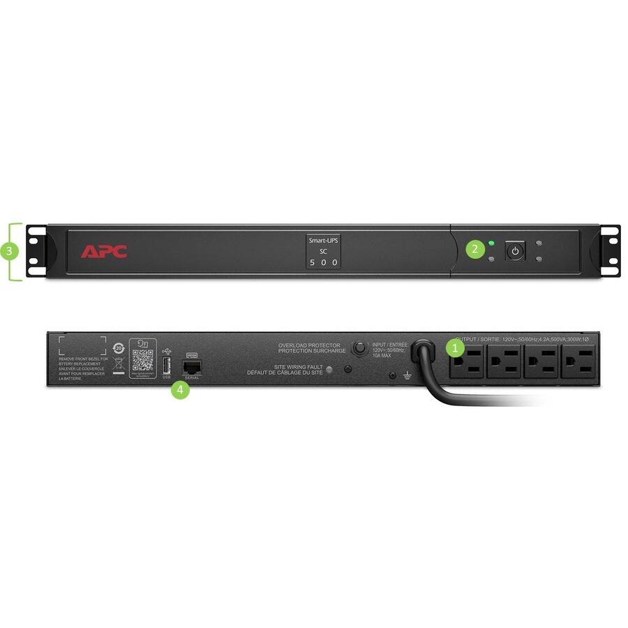 3 APC Smart-UPS SC 500  
5 0 O 2 nVe  
BITERT  
R SEUVERULE AA  
SMPLAES ABTERE  
3 4  
OVERLOAD PROTECTOR  
POOTEC KN SARIRAUICA  
SITS WIRING FAULT  
DEFAUT DE CARLAGE DU SITS  
NPUT ENTREE  
OROHT SA MAX  
TPUT/SORTS  
nothing_to_t
