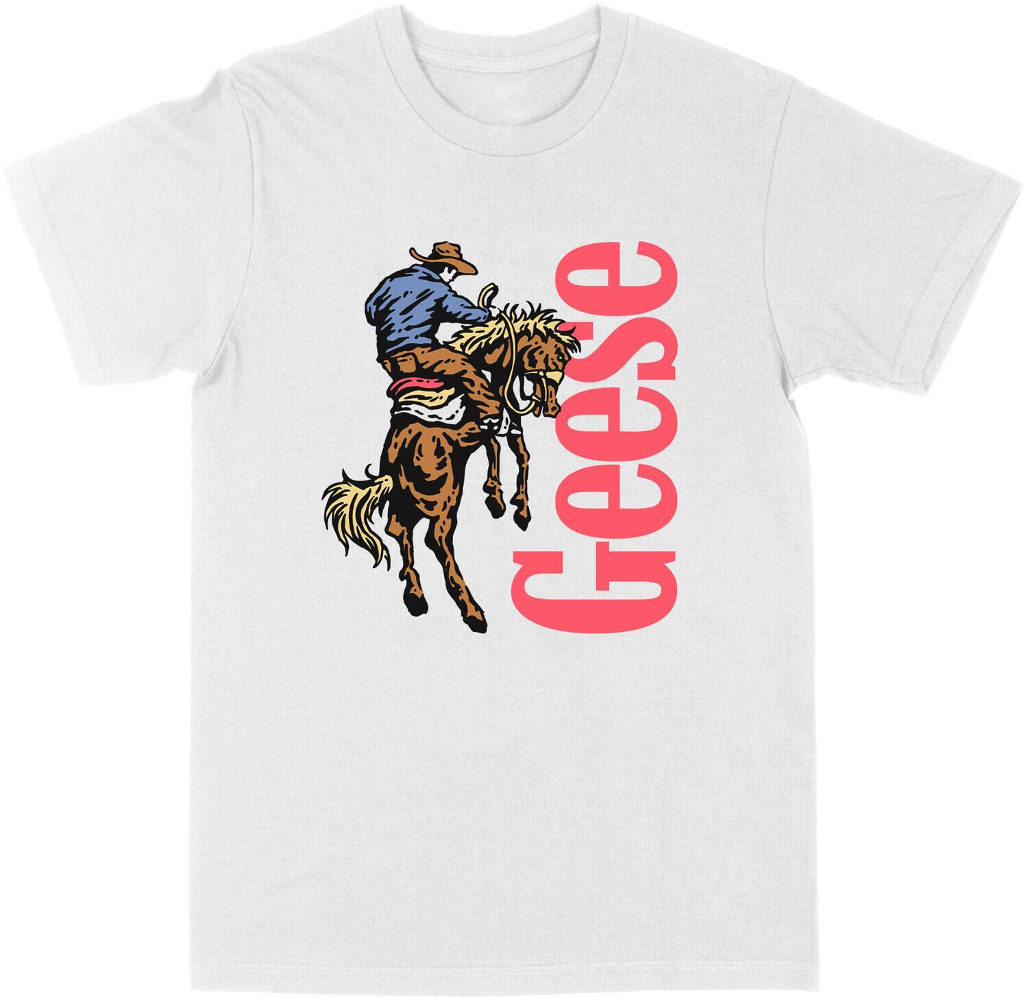 Front. PopMarket - Geese - Geese - 3D Cowboy - T-Shirt - Large (White)   - APPAREL - Multicolor.