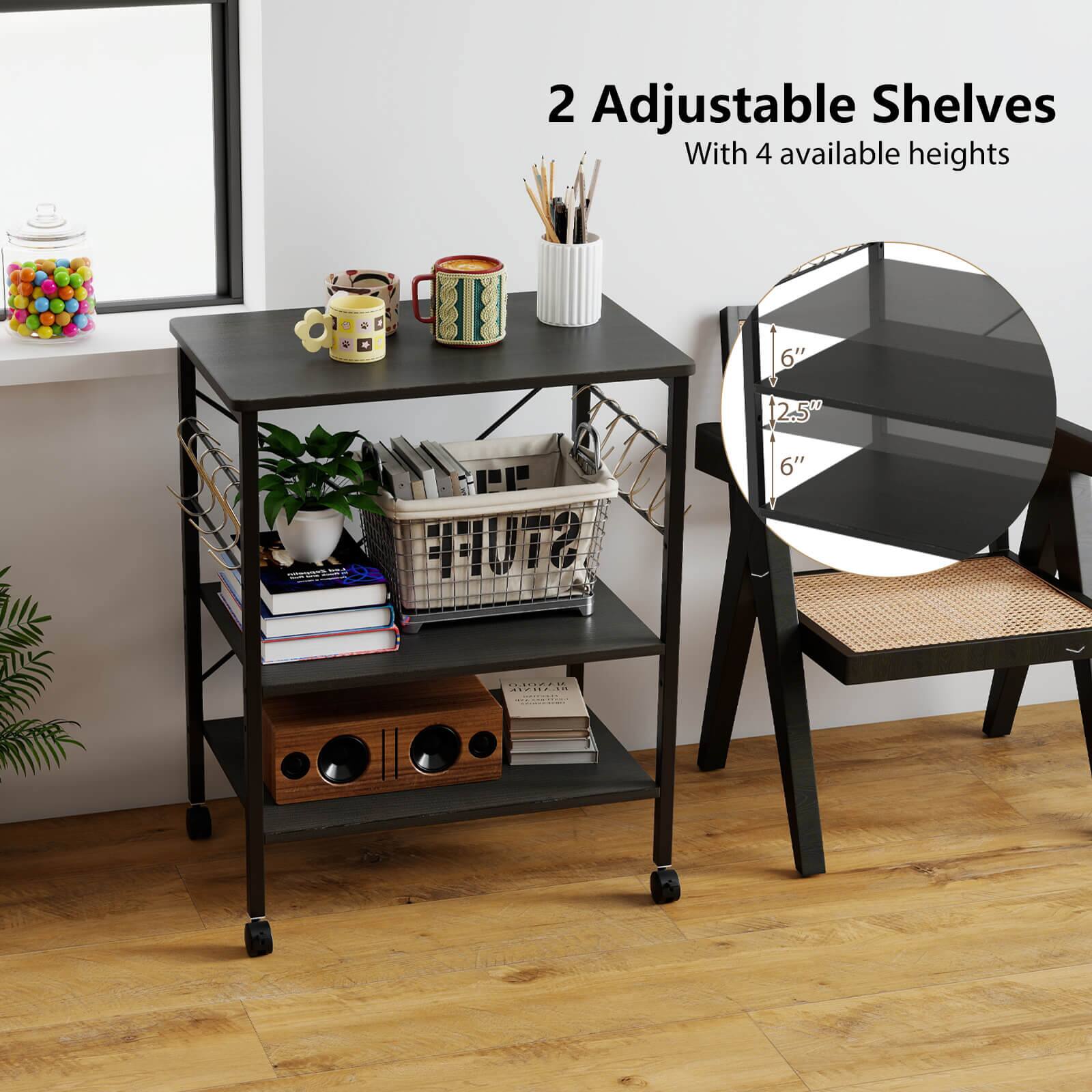 2 Adjustable Shelves  
With 4 available heights