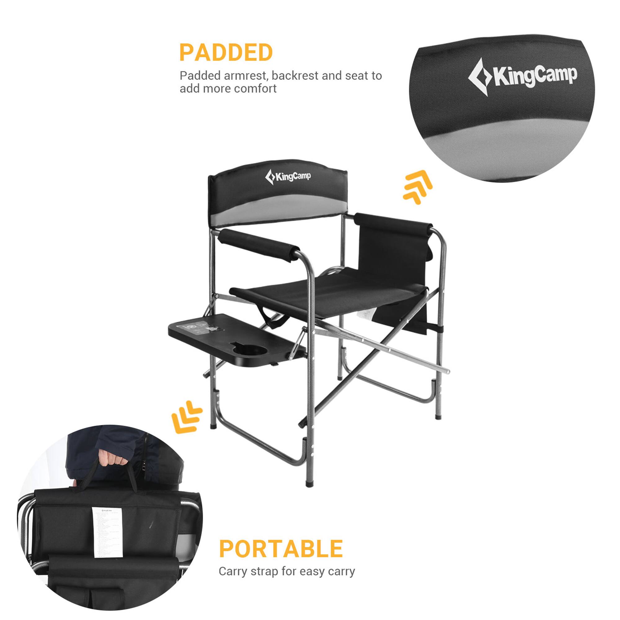 PADDED  
Padded armrest, backrest and seat to add more comfort  

PORTABLE  
Carry strap for easy carry  

KingCamp