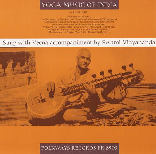 YOGA MUSIC OF INDIA  
VOLUME ONE  

Mangalam (Prayer)  
Ya Kundendu-Shlokam and Namavali (Saraswathi Sthothram)  
Mangalam Yogivaryaya (Sree Sivananda Guru Sthothram)  
Shadananam-Sree (Subramanya Sthothram)  
Yatra Yatra Raghunatha Kirtanam (Sri Hanumat Sthothram)  
Mangalam Ramachandraya (Sri Nama Ramayanam)  
Ramachandra Raghu Veera (Sri Ramasthothram)  

Sung with Veena accompaniment by Swami Vidyananda  

FOLKWAYS RECORDS FR 8903