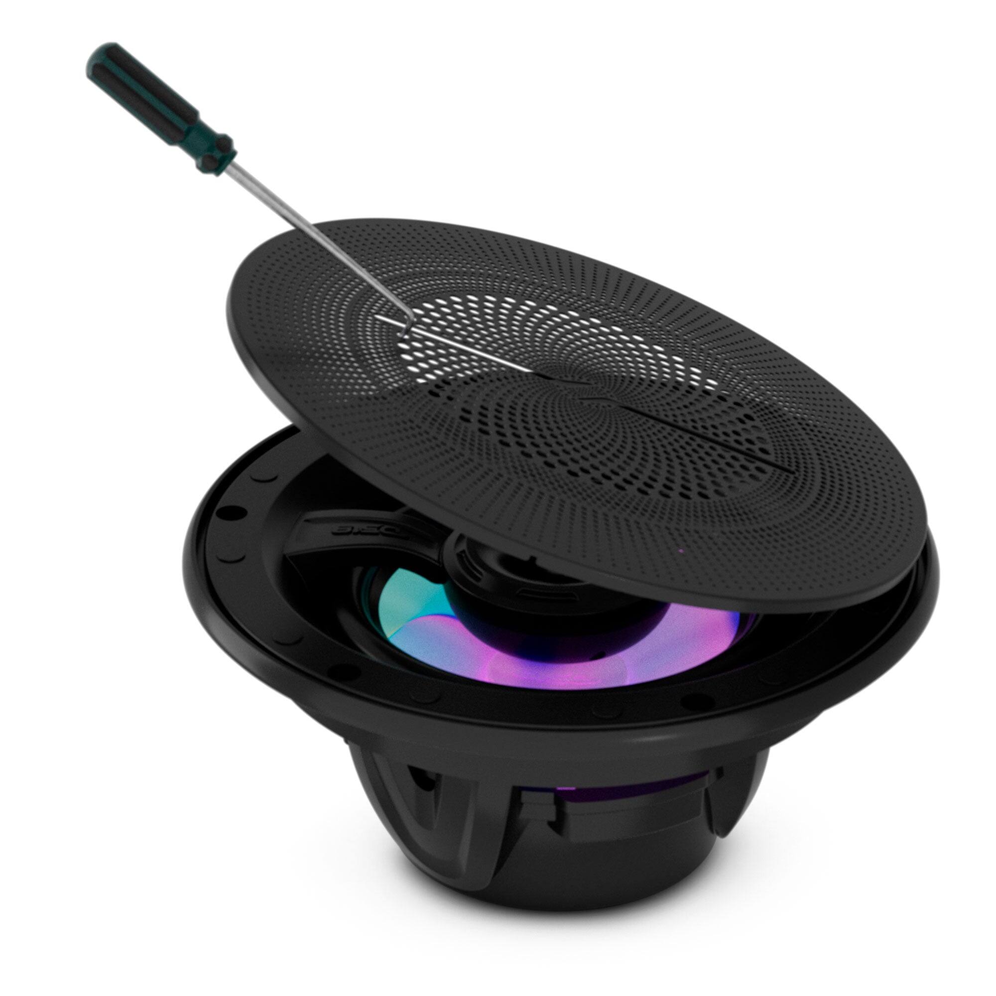 Alt View 4. DS18 Audio - NXL 6.5" 2-way Coaxial Speaker with Built-in Driver and Grille (Pair), 150W RMS 4-Ohm - Black.