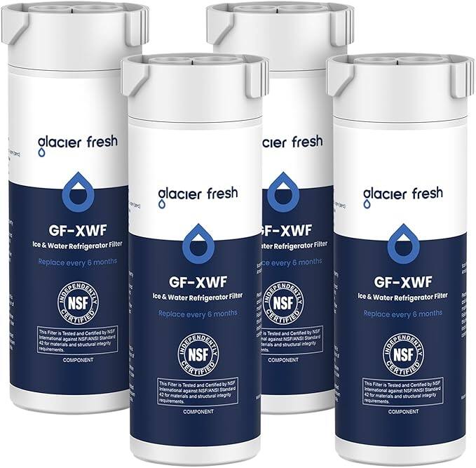 Glacier Fresh GF-XWF Ice & Water Refrigerator Filter  
Replace every 6 months  

This Filter is Tested and Certified by NSF International against NSF/ANSI Standard 42 for materials and structural integrity requirements.  

Component  

NSF Certified