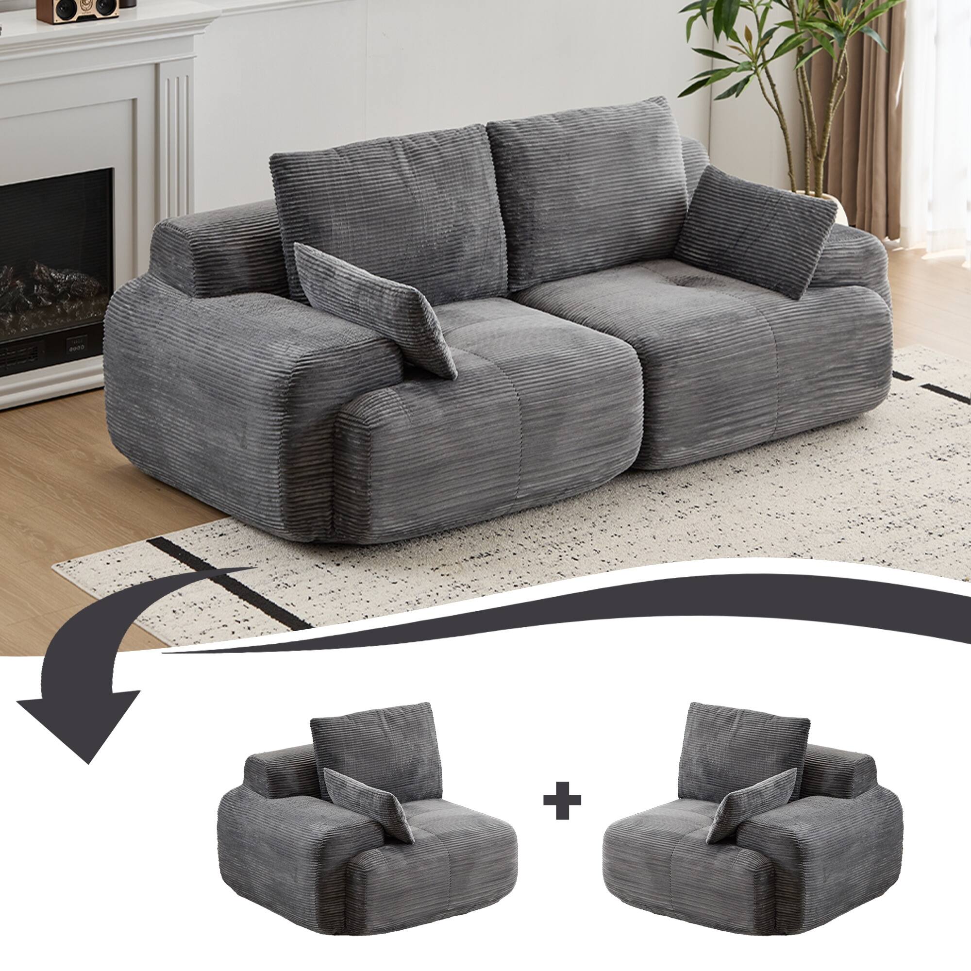 Back. Boyel Living - Compressed Memory Foam Loveseat Sofa Bed - Grey.