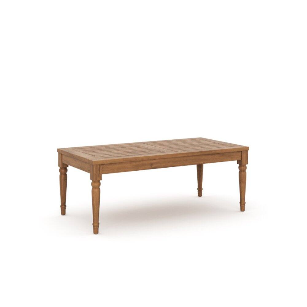 Front. New Classic Furniture - Savannah 47" Wood Patio Coffee Table in Natural - Brown.