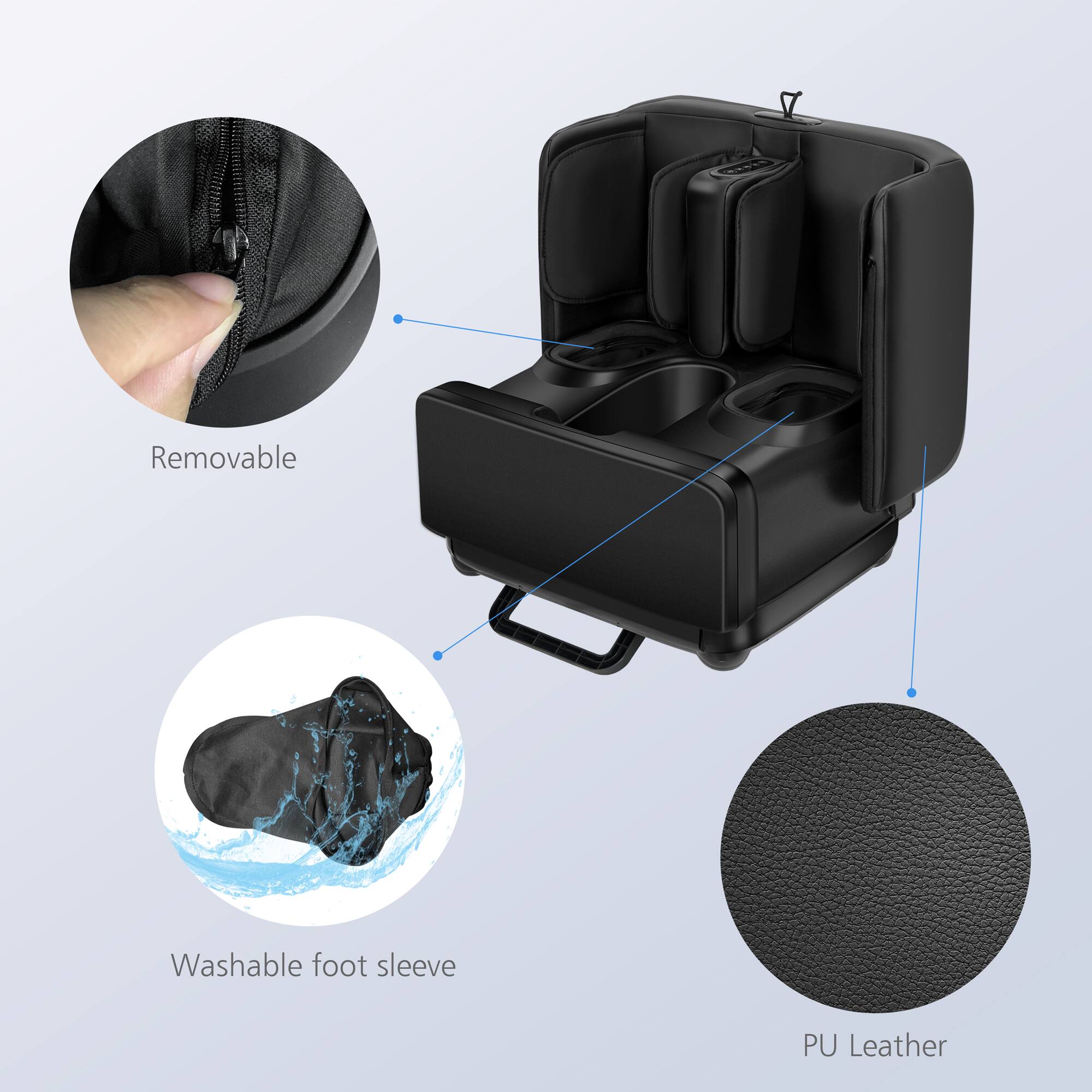 Removable  
Washable foot sleeve  
PU Leather