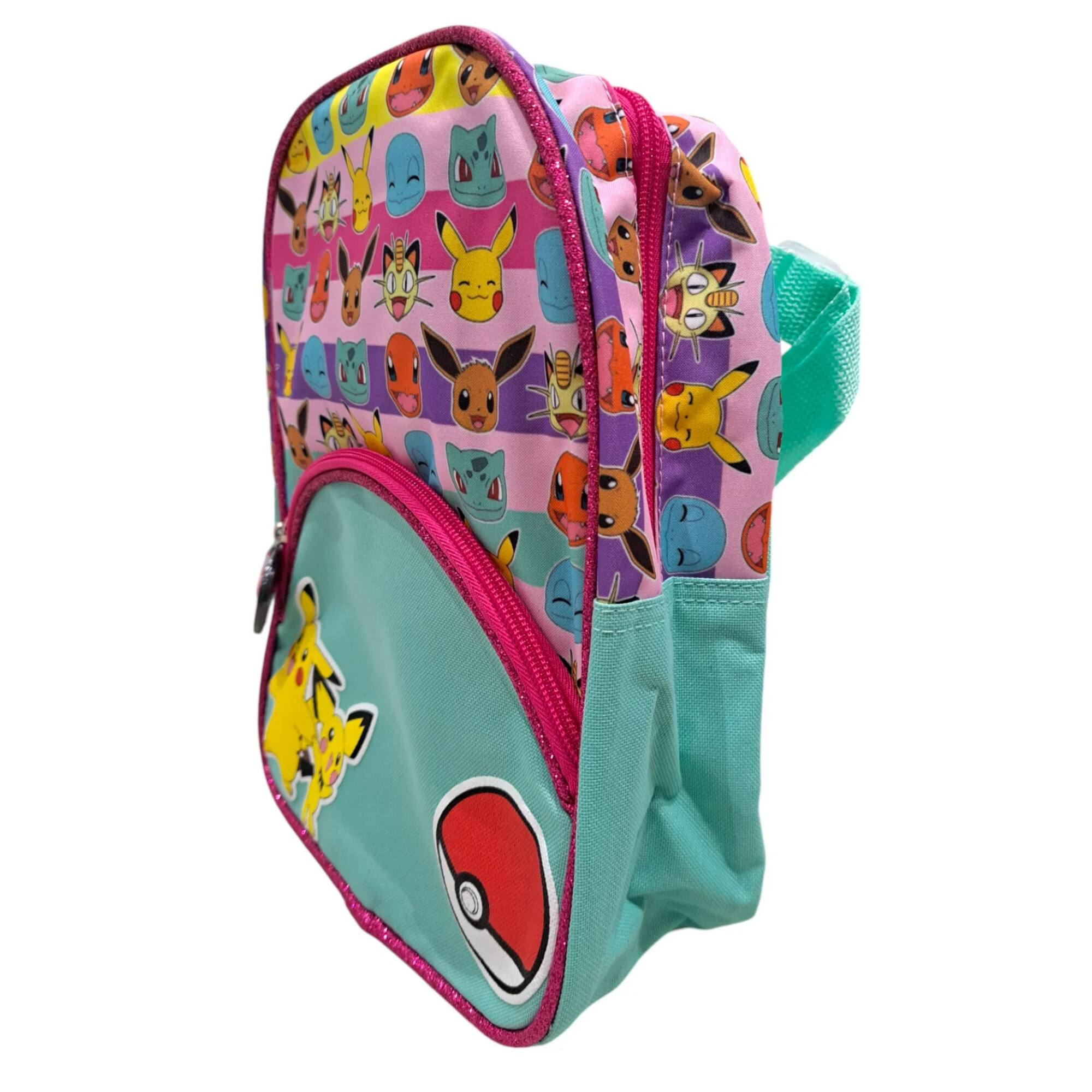 Alt View 3. UPD - Pokemon Mini Backpack 11" with Glitter Trimming and Small Front Pocket - Multicolored.