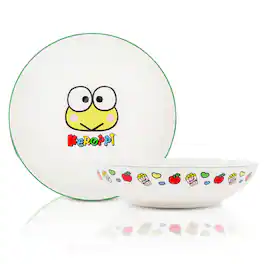Silver Buffalo - Sanrio Keroppi Snacks 9-Inch Ceramic Coupe Dinner Bowl - White