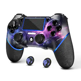 HM 1810 - Wireless Controller For Ps4 Crack Custom Design With Rgb Light 1000mah And Audio Jack V2 Gamepad Joystick - Galaxy