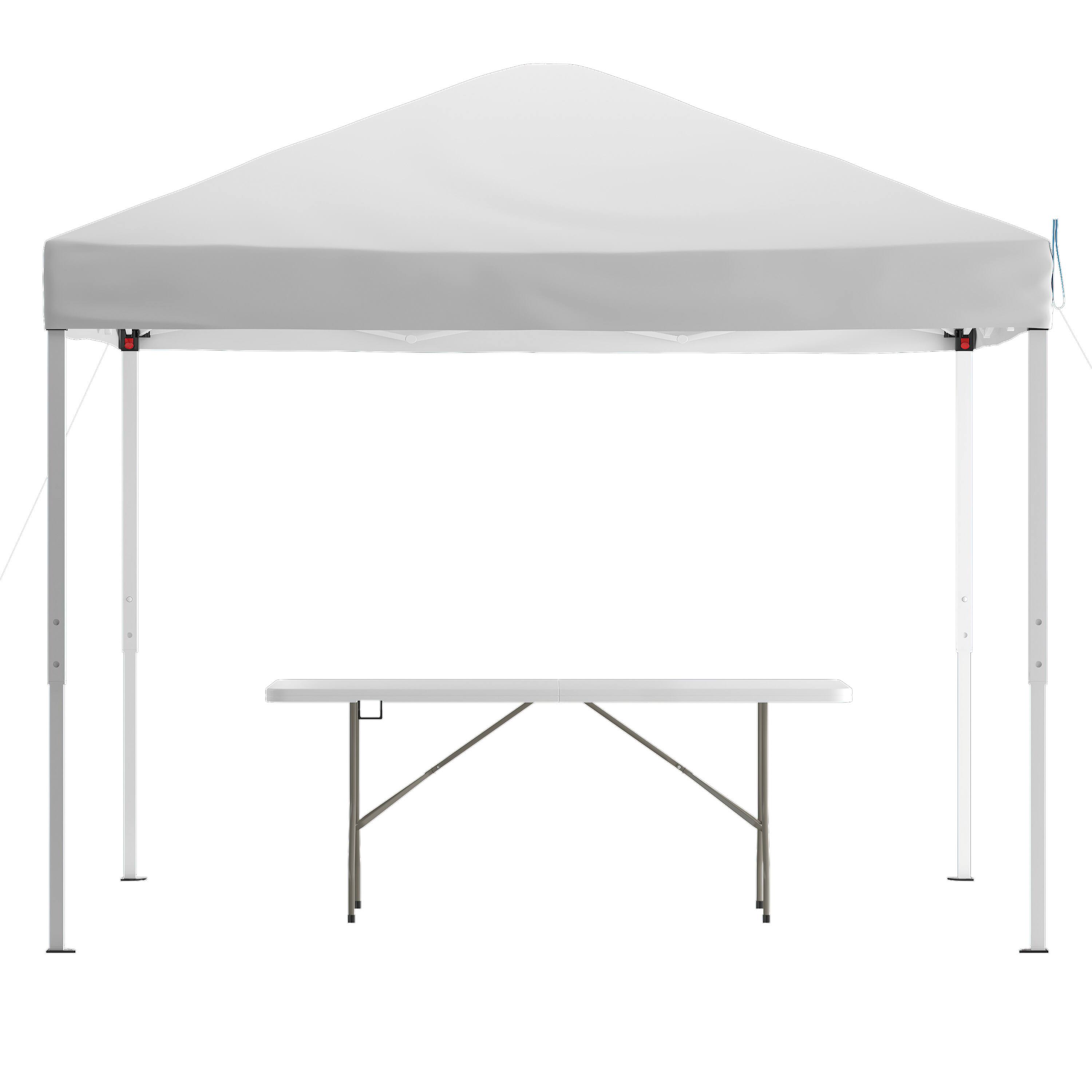 Alt View 1. Emma + Oliver - Outdoor Event/Tailgate Tent Set with Pop Up Event Canopy and Carry Bag and Bi-Fold Table with Carrying Handle - White.
