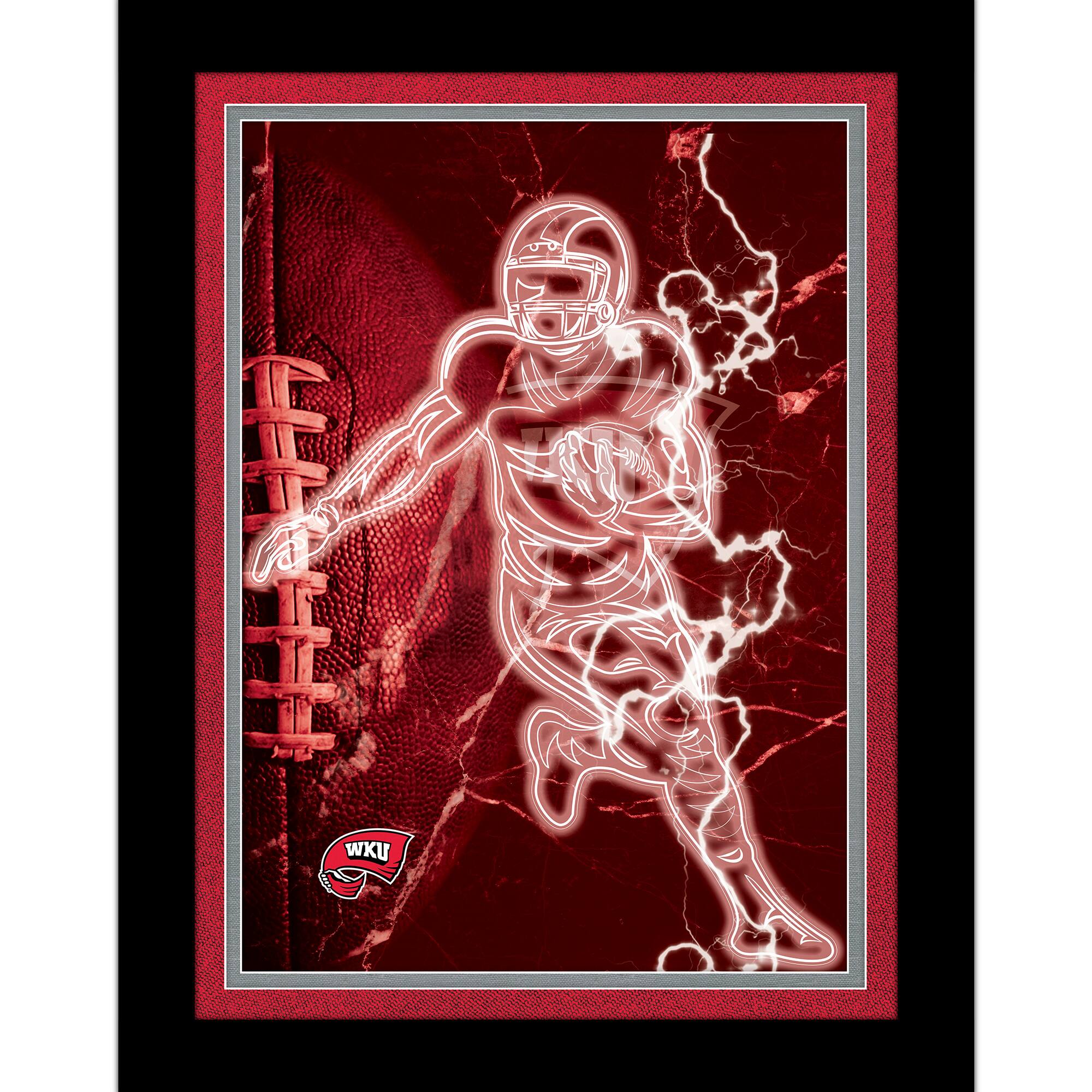 Black Western Kentucky Hilltoppers 12'' x 16'' Framed Neon Player Print
