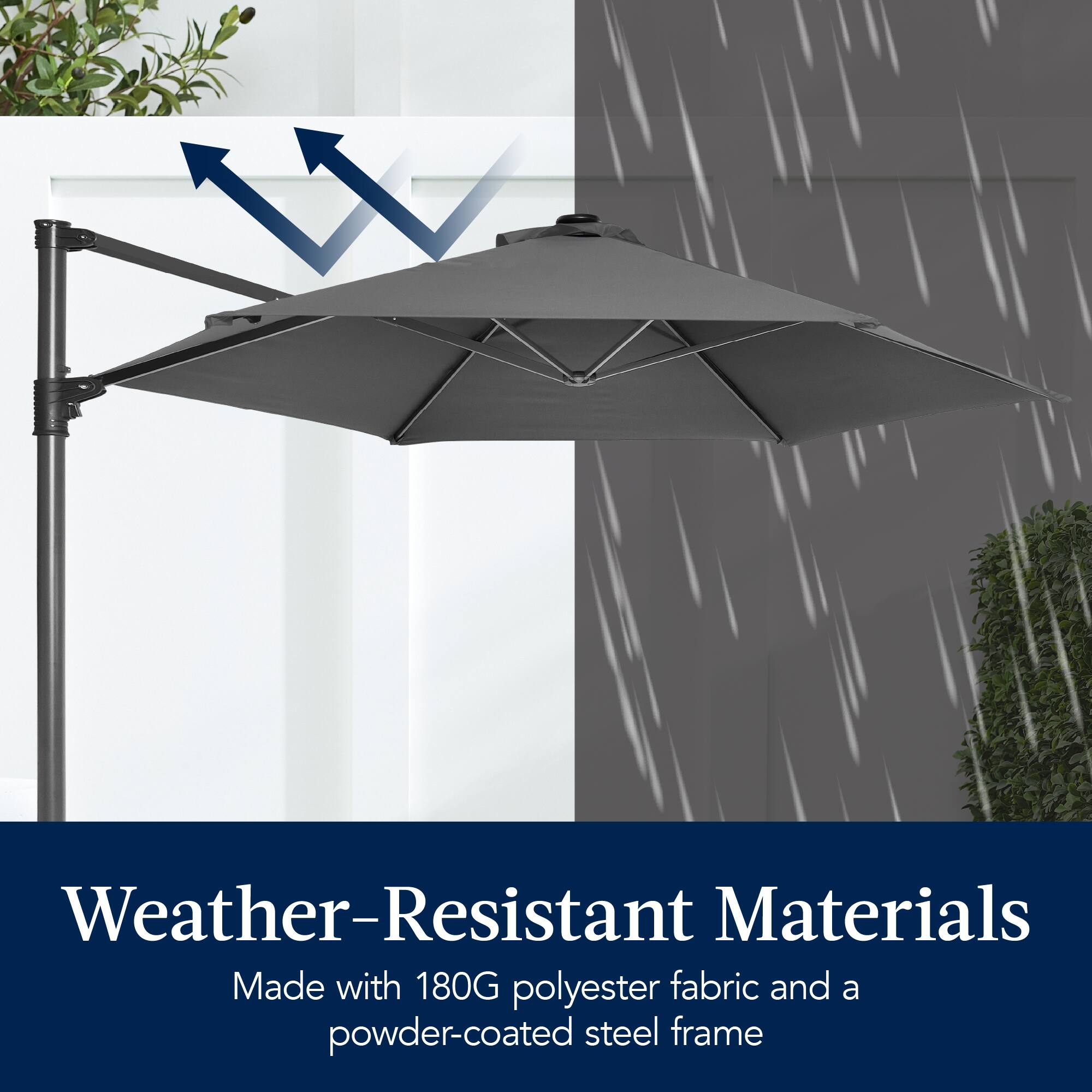 Weather-Resistant Materials  
Made with 180G polyester fabric and a powder-coated steel frame