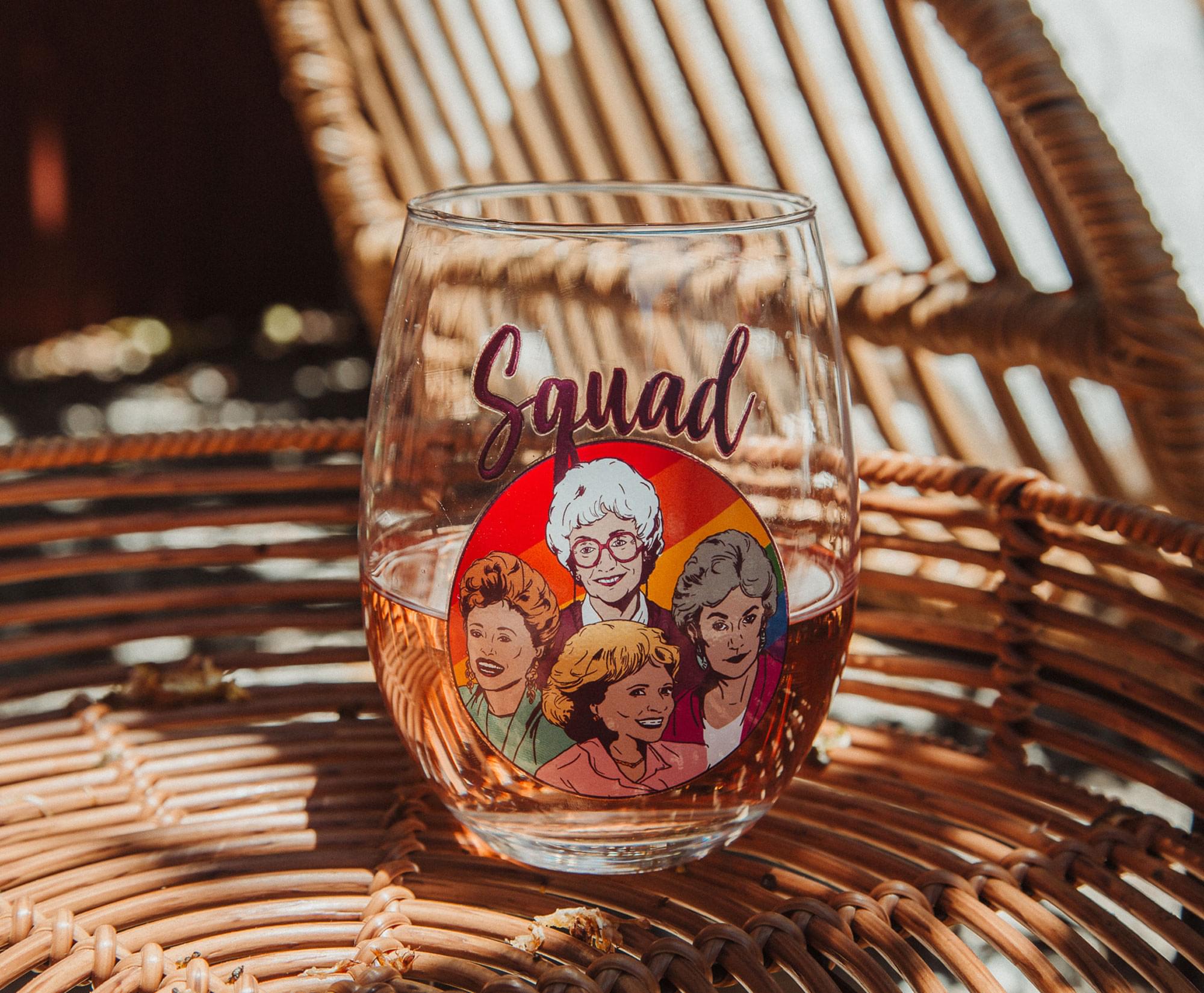 Alt View 4. Silver Buffalo - The Golden Girls Rainbow "Squad" Teardrop Stemless Wine Glass | Holds 20 Ounces - Purple.