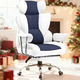 GTPlayer - 400lbs Heavy Duty Gaming Chair Fabric Comfortable Ergonomic Computer Chair with Soft Armrests - Light Blue & White