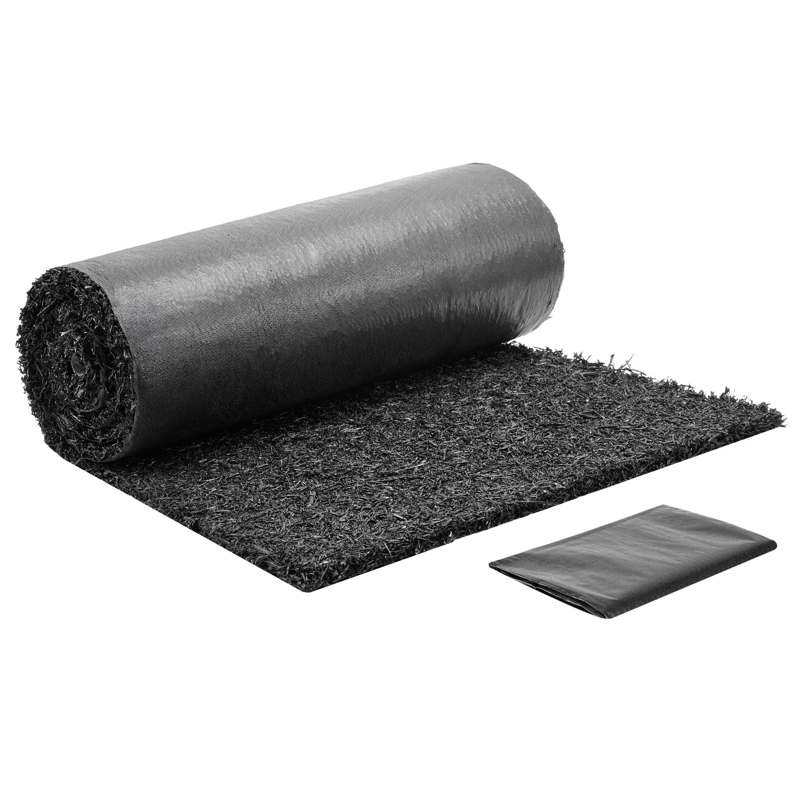 VEVOR - Rubber Mulch Mat Roll, 96 x 24 in Recycled Rubber Mulch Mat, 0.5 Thick Cuttable, Reduced Weed Growth - Black