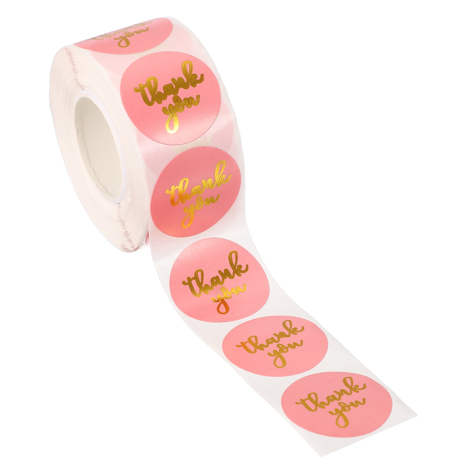 Unique Bargains - 500pcs Thank You Stickers, 1" Round Self-Adhesive Labels Roll for Small Business Sealing Box Envelope, Thank You Style3 - Pink