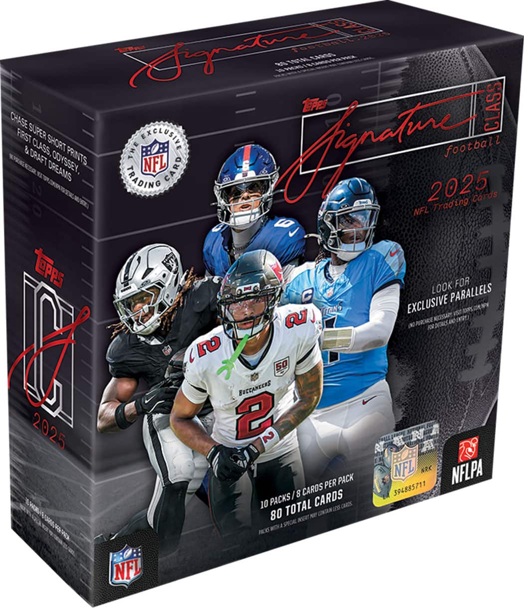 2025 Topps Signature Football NFL Trading Cards

CHASE SUPER SHORT PRINTS & CLASS FIRST CLASS, DRAFT ODYSSEY, NFL DREAMS

LOOK FOR EXCLUSIVE PARALLELS

10 PACKS / 8 CARDS PER PACK

80 TOTAL CARDS

NFLPA

394885711