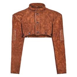 VEVOR - Leather Welding Cape Sleeve, Heavy Duty Flame Resistant Cowhide Safety Cape Sleeves for Men Women, Heat-Resistant - Brown