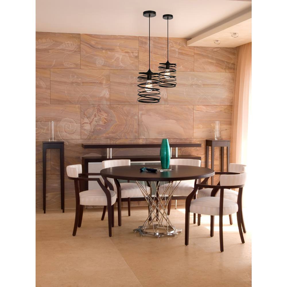 Angle. Living District - Hopper Collection Pendant D7.9 H11.8 Lt:1 Black Finish - Black.