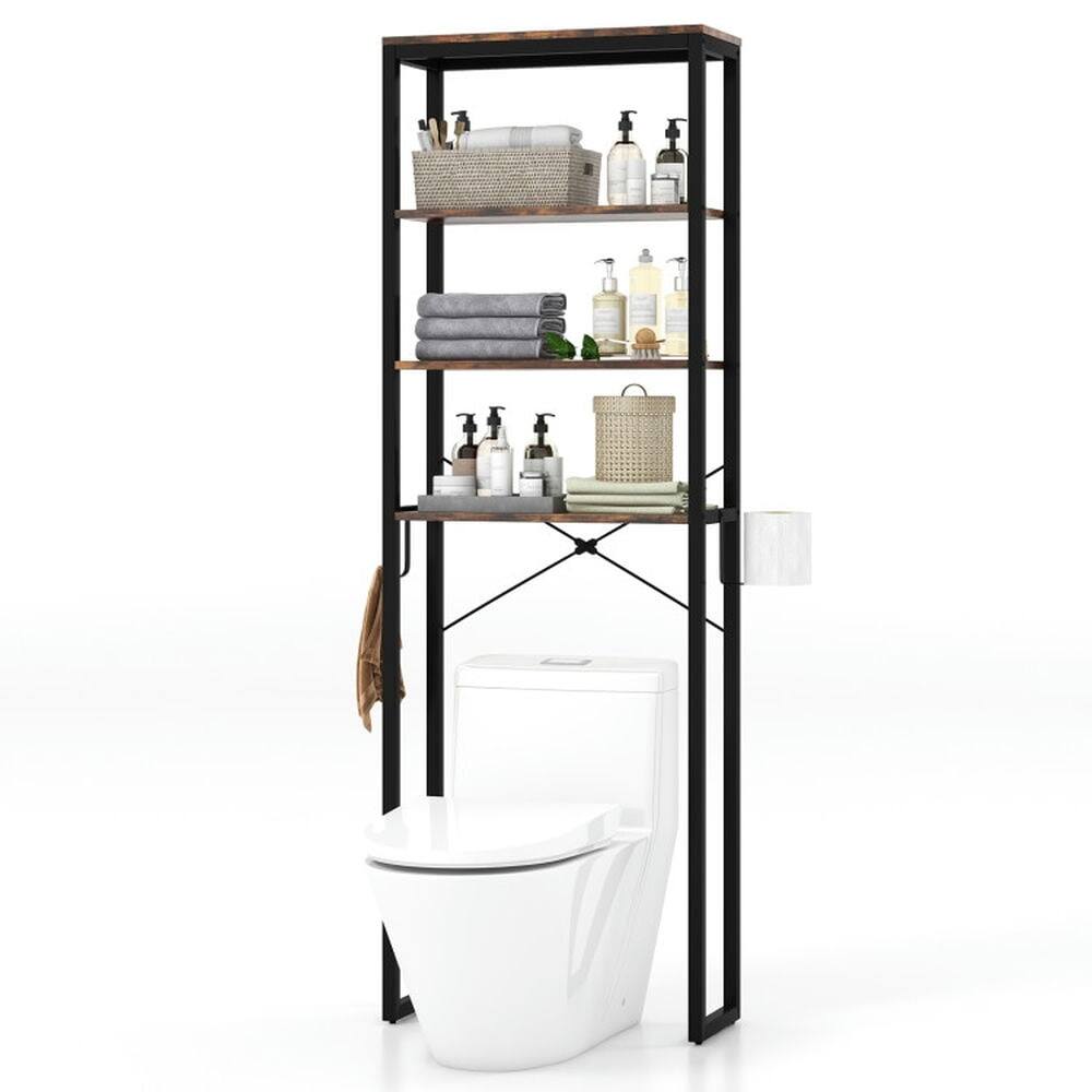 Angle. Kadyn - 4Tier Freestanding Over the Toilet Storage RackRustic Brown Bathroom Cabinet Organizer - Rustic Brown.