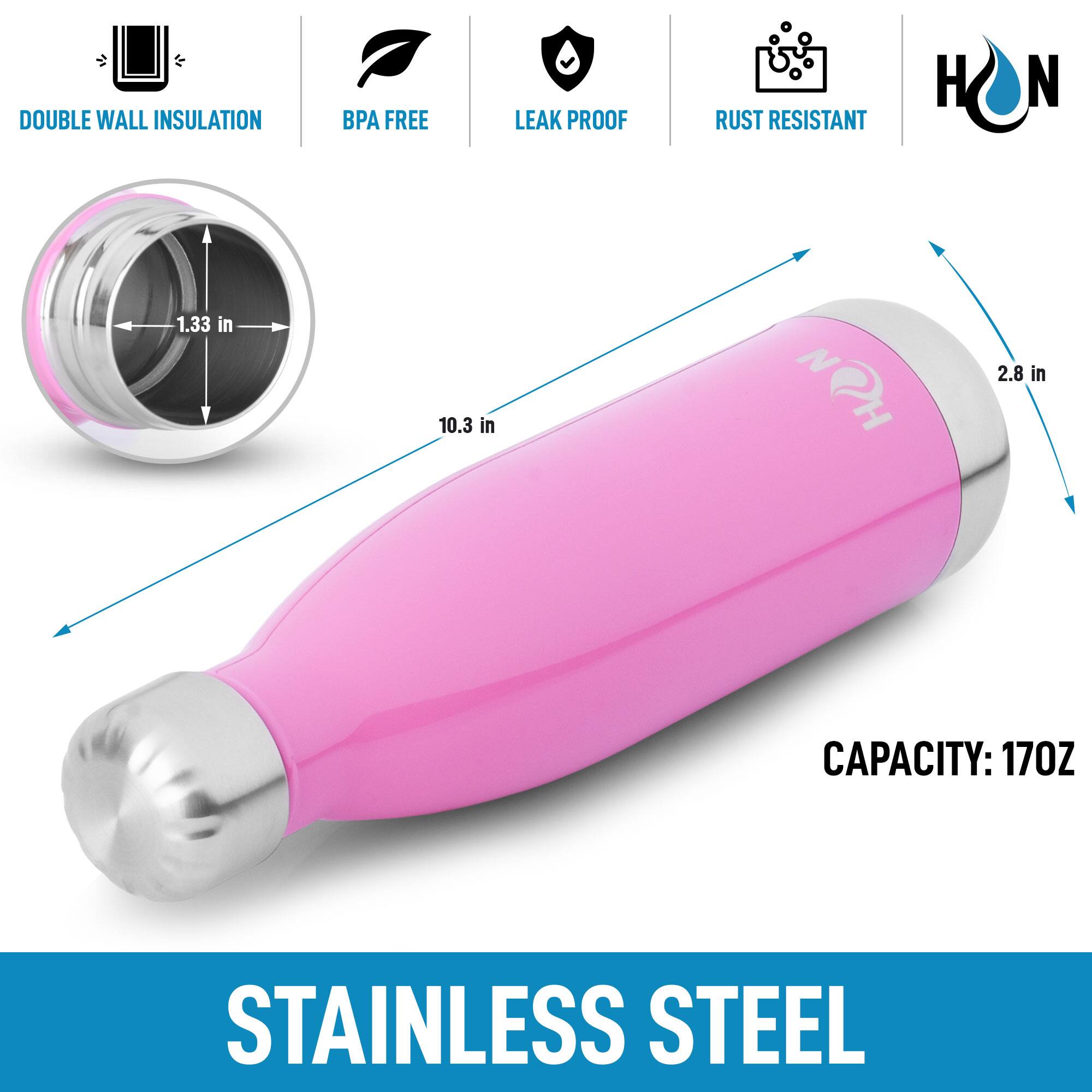 - DOUBLE WALL INSULATION
- BPA FREE
- LEAK PROOF
- RUST RESISTANT

- 1.33 in
- 10.3 in
- 2.8 in

- CAPACITY: 170Z

- STAINLESS STEEL