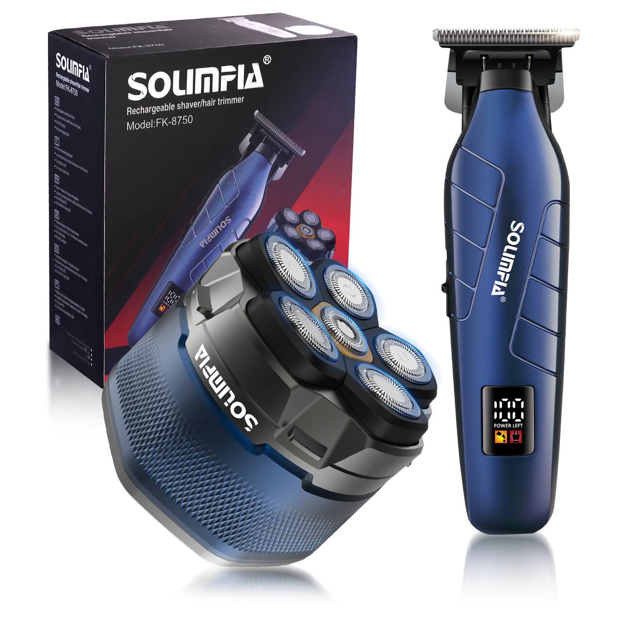SOLIMPIA Mastier Minimal geable shavetiner Model: SOUMPIA SOLIMPIA PK 4750 shaver/hair trimmer Rechargeable Model:FK-8750 SOUMFIA TH ILL SOLIMPIA

SOLIMPIA POWER LEFT