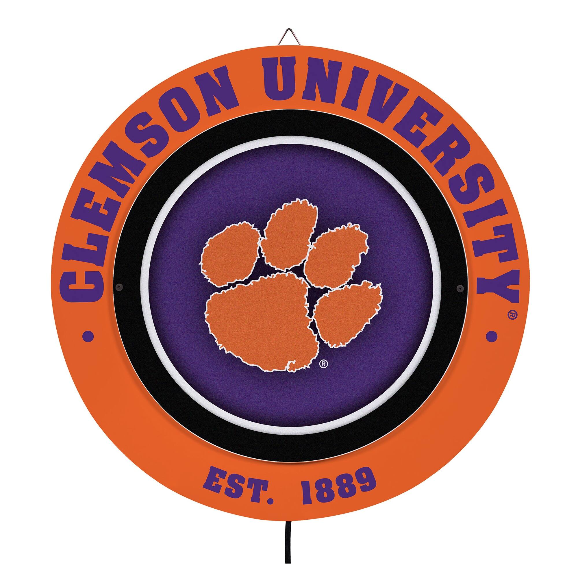 Clemson Tigers 15" LED Round Metal Lit Wall Sign