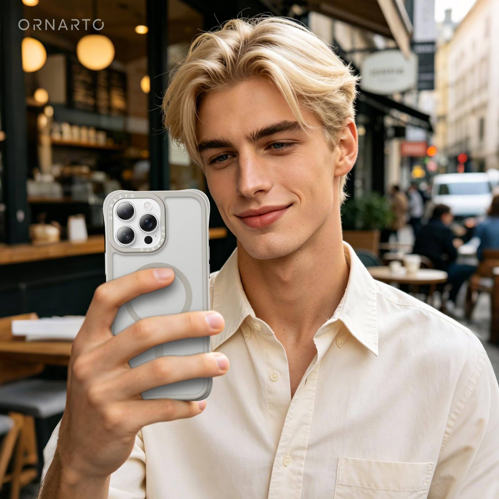 Alt View 4. Ornarto - ORNARTO Magnetic for iPhone 16 Pro Case 6.3", Compatible with MagSafe | Slim Translucent Matte Cover-Stone Gray - Stone Gray.