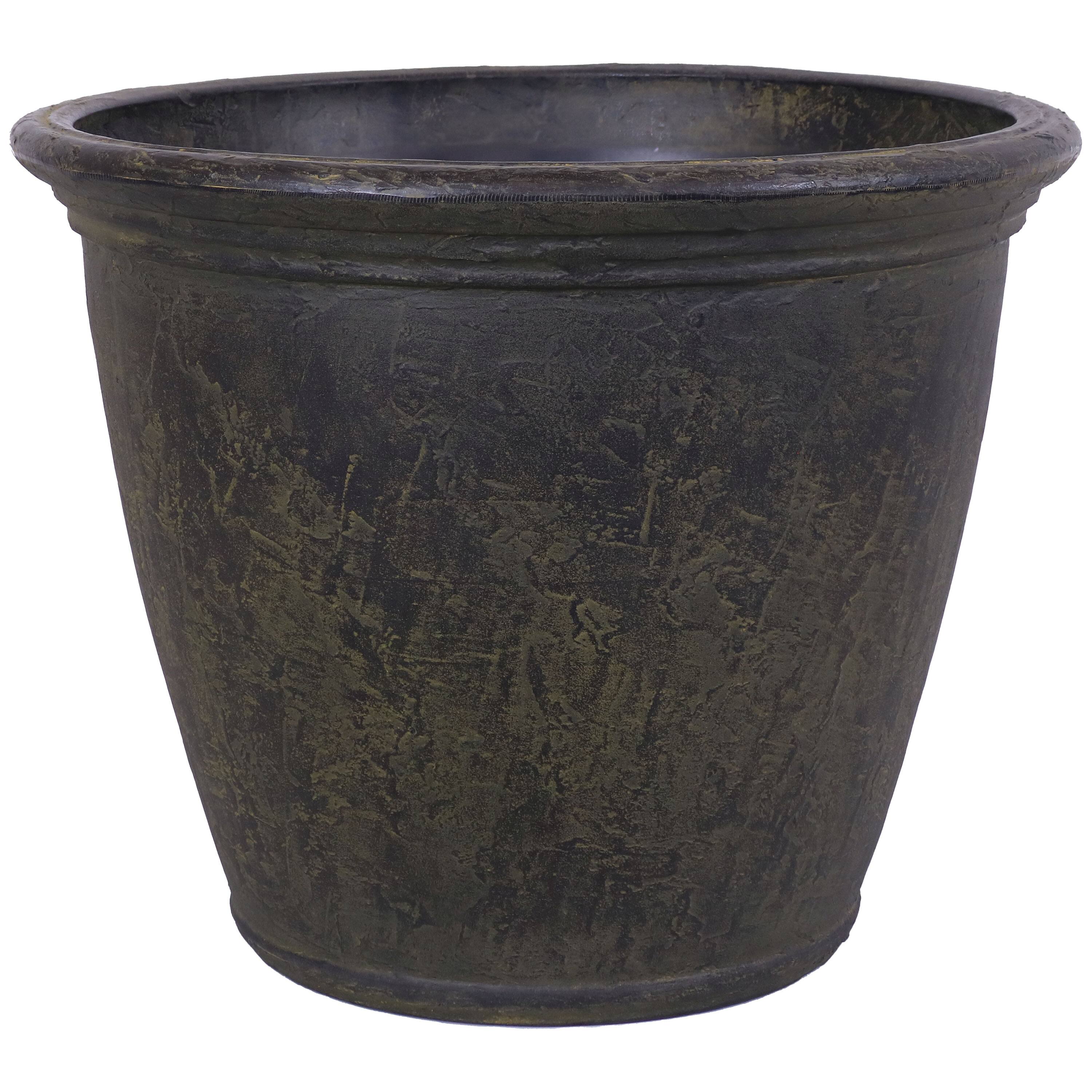 Front. Sunnydaze - 24 in Anjelica Unbreakable Polyresin Planter - Sable.