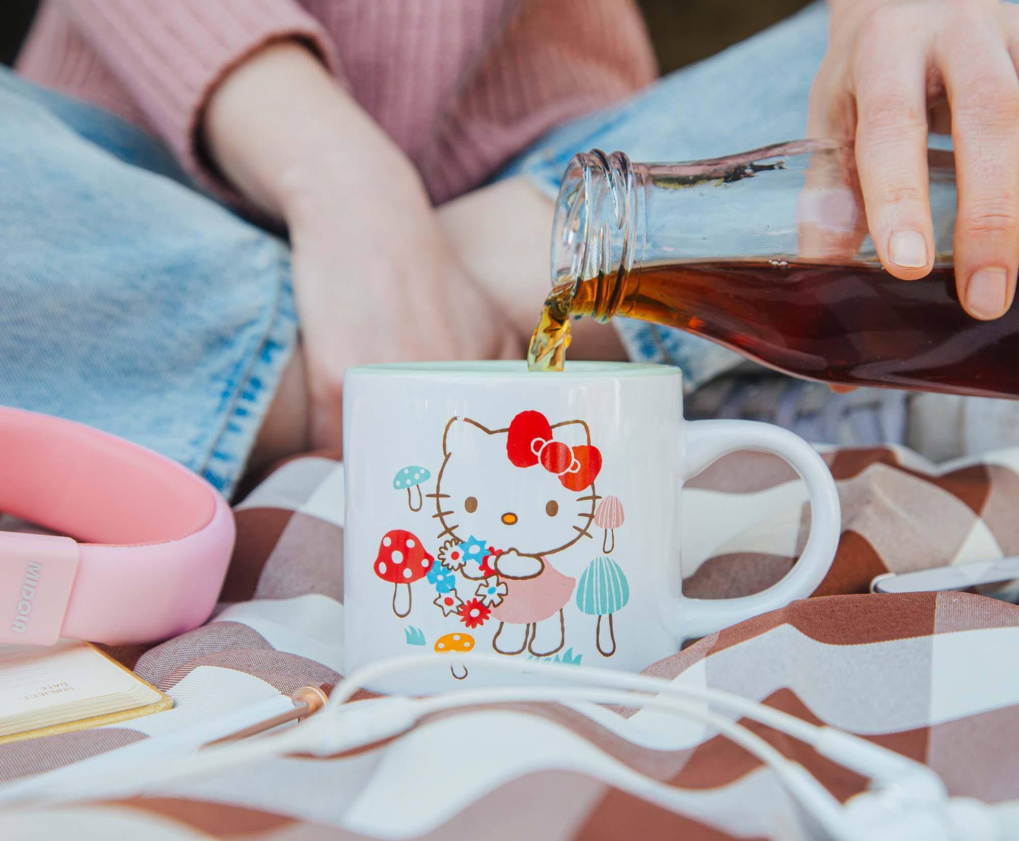 Alt View 4. Silver Buffalo - Sanrio Hello Kitty Mushrooms Single Stackable Ceramic Mug | Holds 13 Ounces - Red.