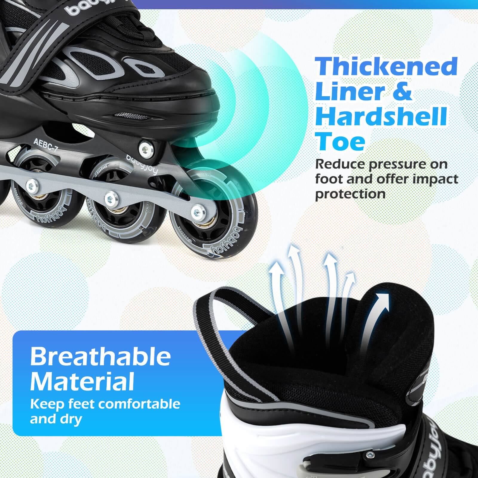 ba 0DO AEBC-7 Heyjoy  
Thickened Liner & Hardshell Toe  
Reduce pressure on foot and offer impact protection  
Breathable Material  
Keep feet comfortable and dry