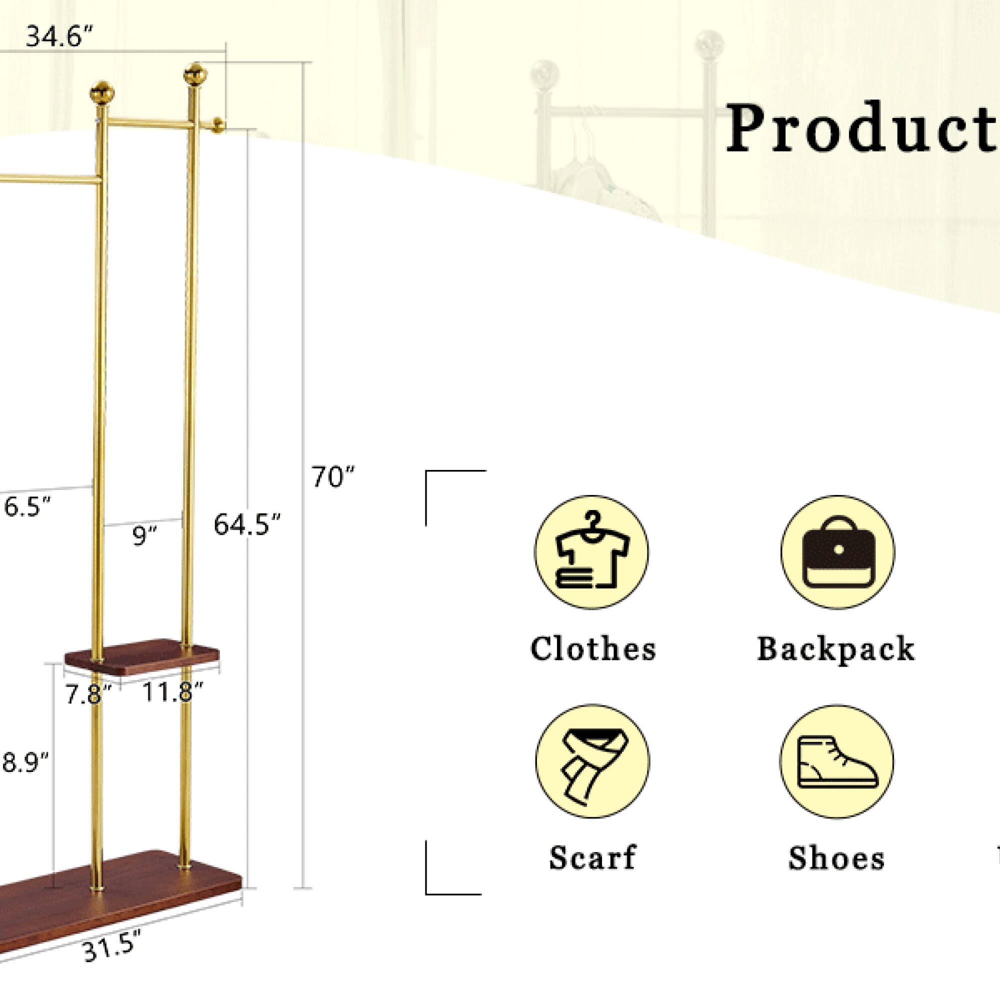 34.6"  
6.5"  
9"  
70"  
64.5"  
7.8"  
11.8"  
8.9"  
31.5"  

Product  
Clothes  
Backpack  
Scarf  
Shoes