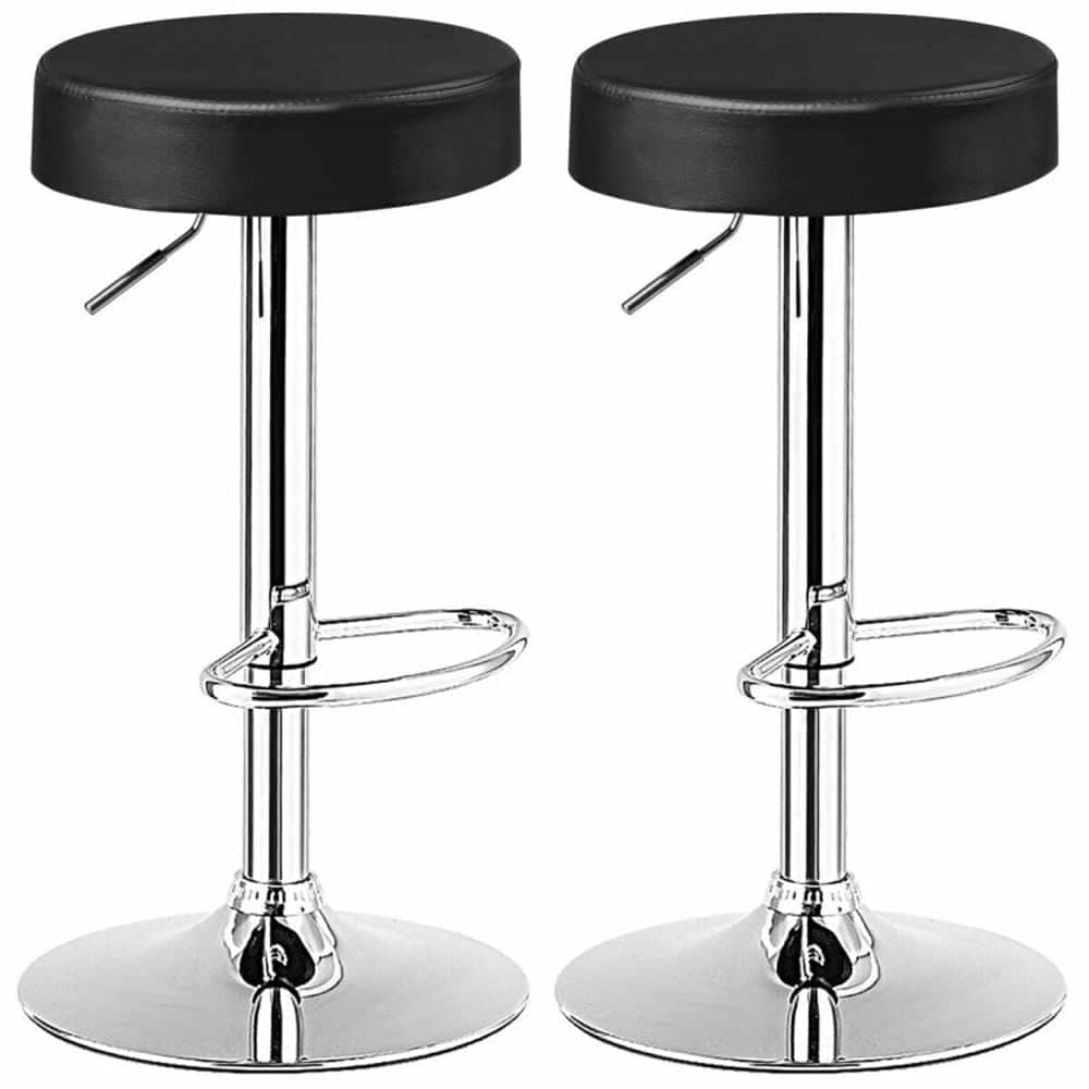 Pefilos - Set of 2 Height-Adjustable Swivel Round Bar Stool Pub Chairs- Bar Height Stools, Counter Height Bar Stools for - Black