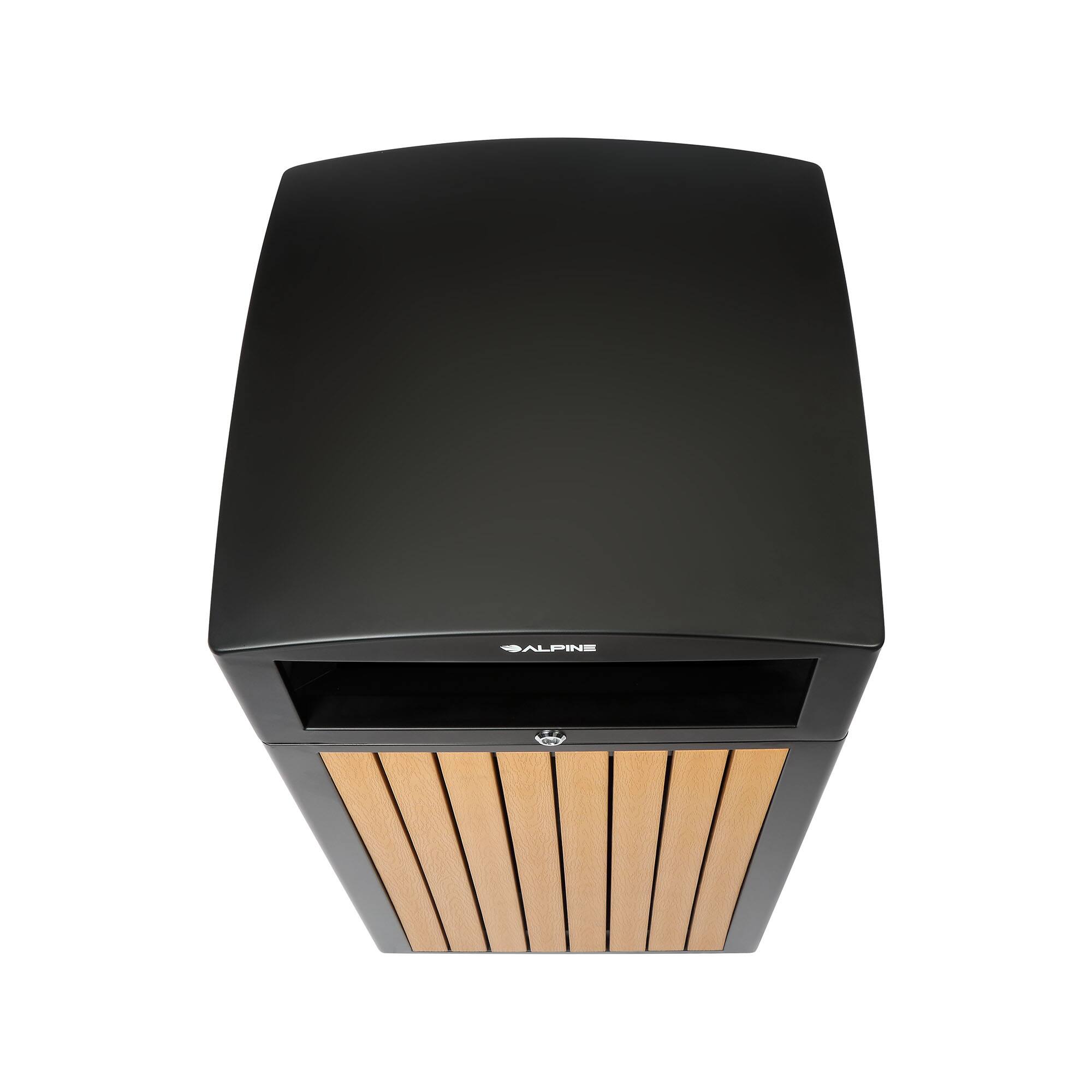 Alt View 4. Alpine Industries - 40 Gallon Outdoor Trash Can with Panels and Rain Bonnet Lid - Cedar.