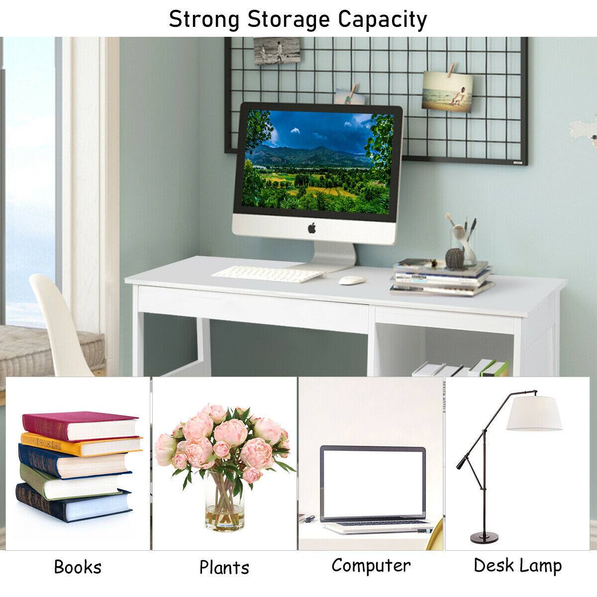 Strong Storage Capacity Books Computer Desk Lamp Plants