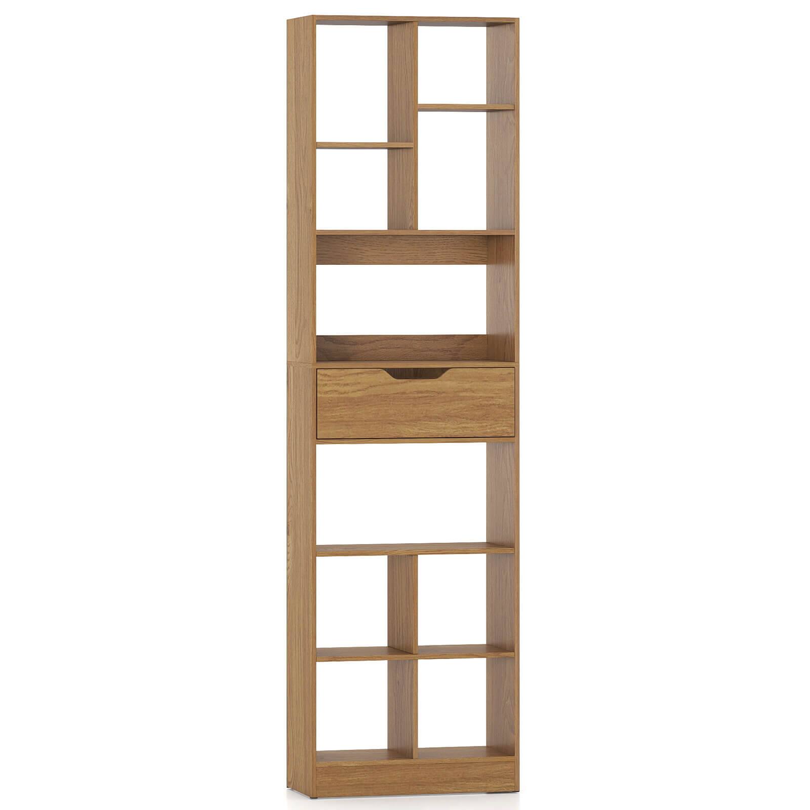 Alt View 9. Costway - Costway 1 PCS 71" Bookcase with Drawer 10 Open Cubes Anti-toppling Kits for Living Room Study - Natural.