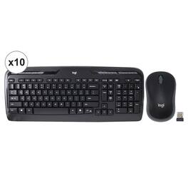 10x Logitech MK320 Full-size Wireless Membrane Keyboard and Mouse Bundle for PC - Black