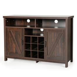 Hivvago - Rustic Detachable 9 Bottle Wine Rack Kitchen Buffet Storage Cabinet - Espresso