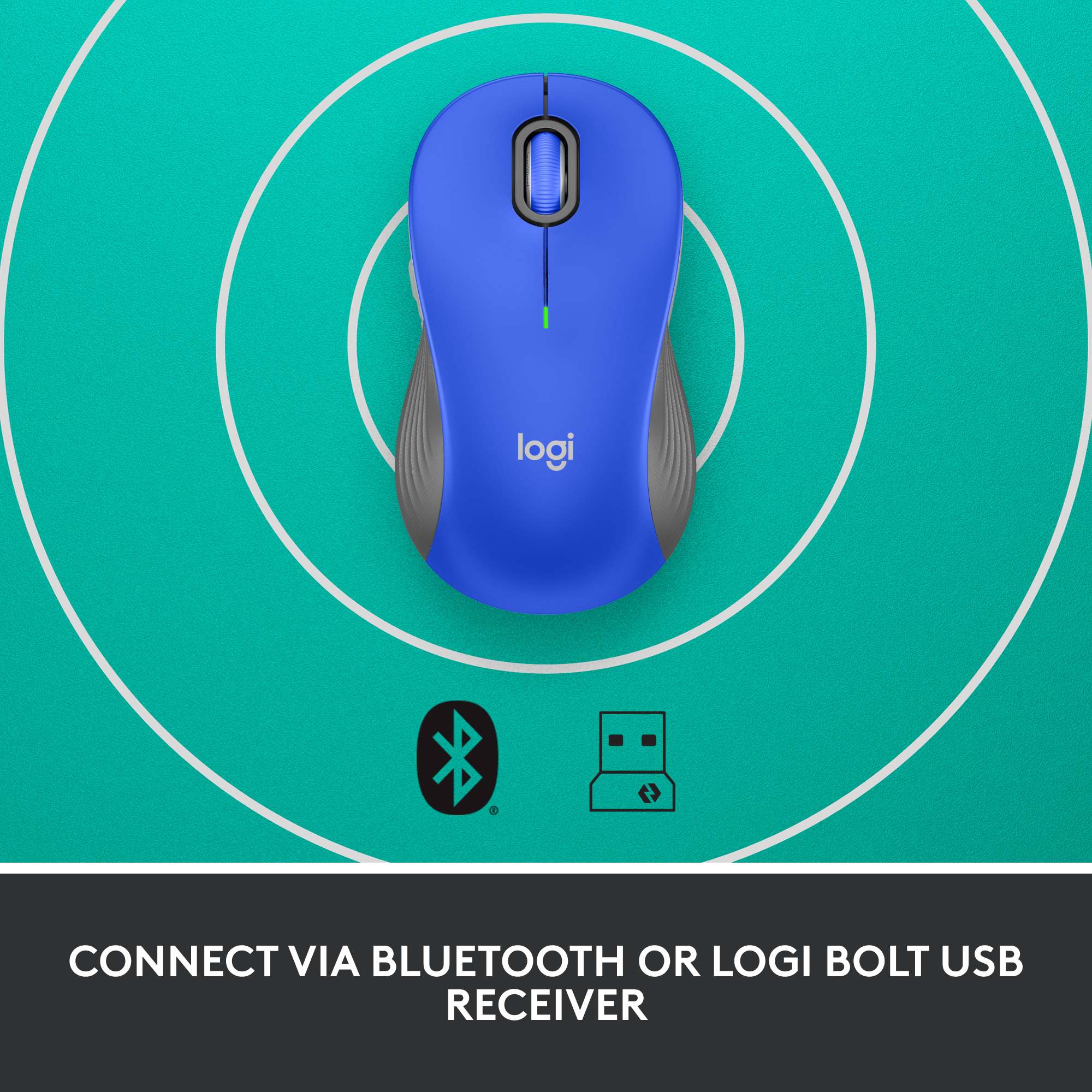 CONNECT VIA BLUETOOTH OR LOGI BOLT USB RECEIVER
