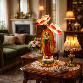 FC Design - 20"H Multicolor Our Lady of Guadalupe Statue with Two Flowers Touch Lamp