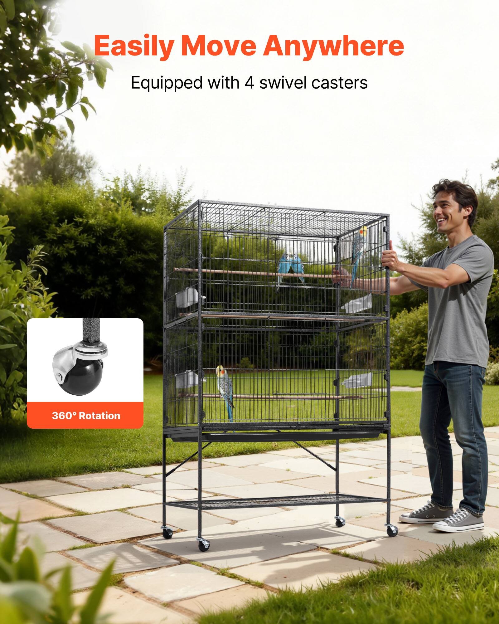 Easily Move Anywhere  
Equipped with 4 swivel casters  
360° Rotation