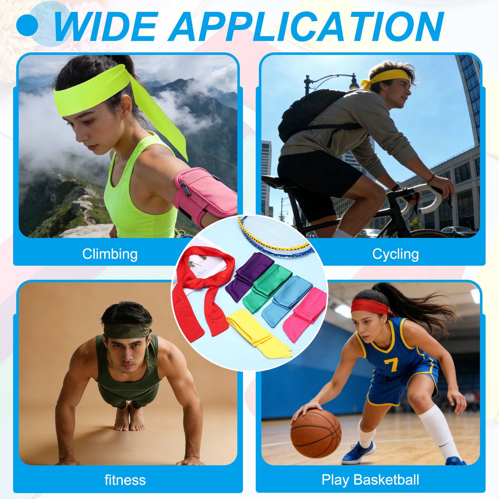 WIDE APPLICATION

Climbing  
Cycling  
fitness  
Play Basketball