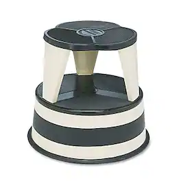 Task It - Cramer KIK Step-Rolling Stool, Beige - Beige and Black