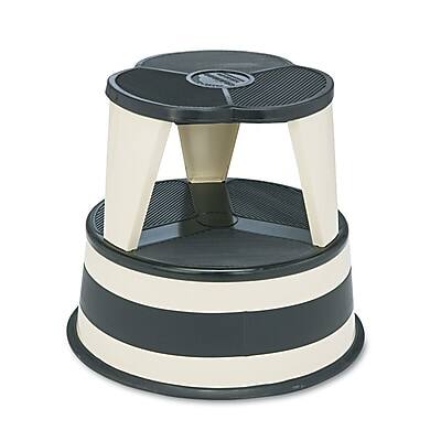 Front. Task It - Cramer KIK Step-Rolling Stool, Beige - Beige and Black.