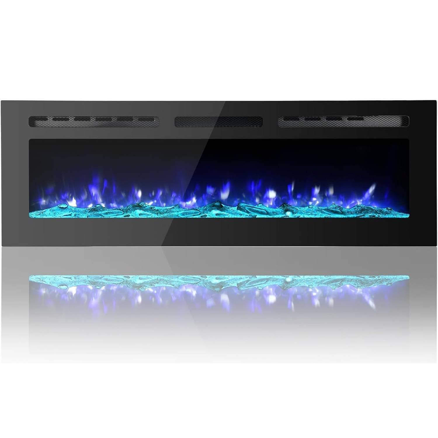 Front. Qeetex - Wall-Mounted 72-Inch Built-in Electric Fireplace Heater for Bedrooms Living Room.