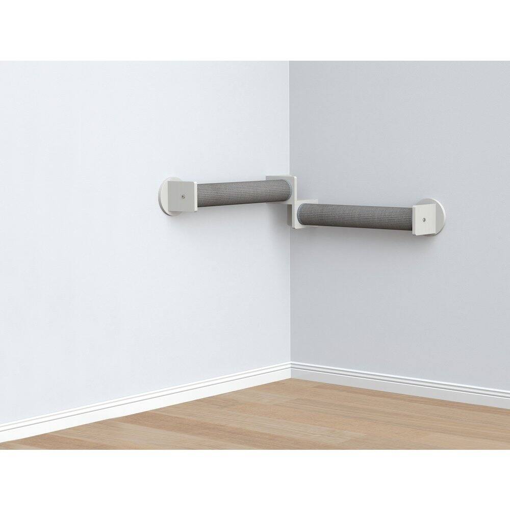 Angle. TRIXIE - Wall Set 5 Wall Mounted Cat Perch System with 2 Scratching Posts for Corners - White/Gray.