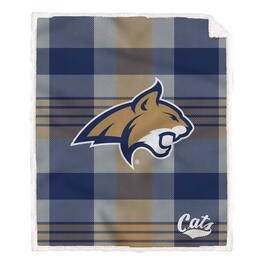 Pegasus - Montana State Bobcats 60- x 70- Plaid Steel Ultra Cozy Sherpa Blanket - Multicolor